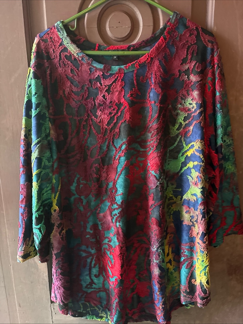 CALE Multicolor Long Sleeve Knit Top - Red, Green, Blue